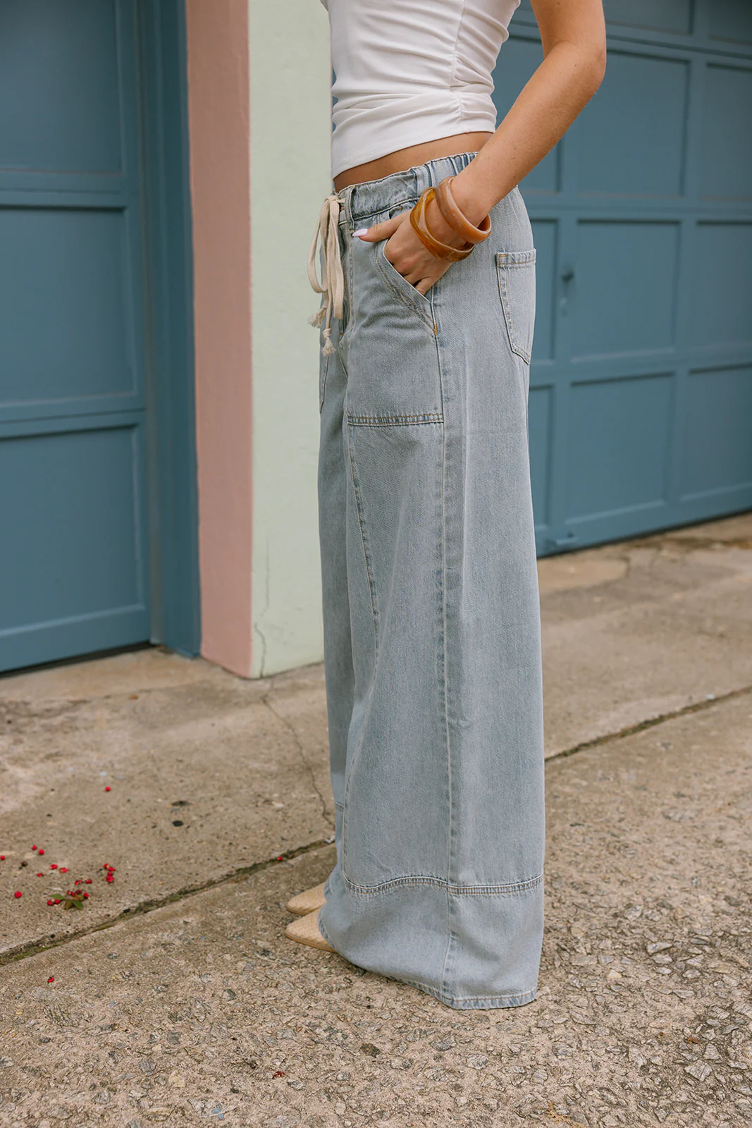 Avery Light Denim Baggy Wide Leg Pants - Image 3
