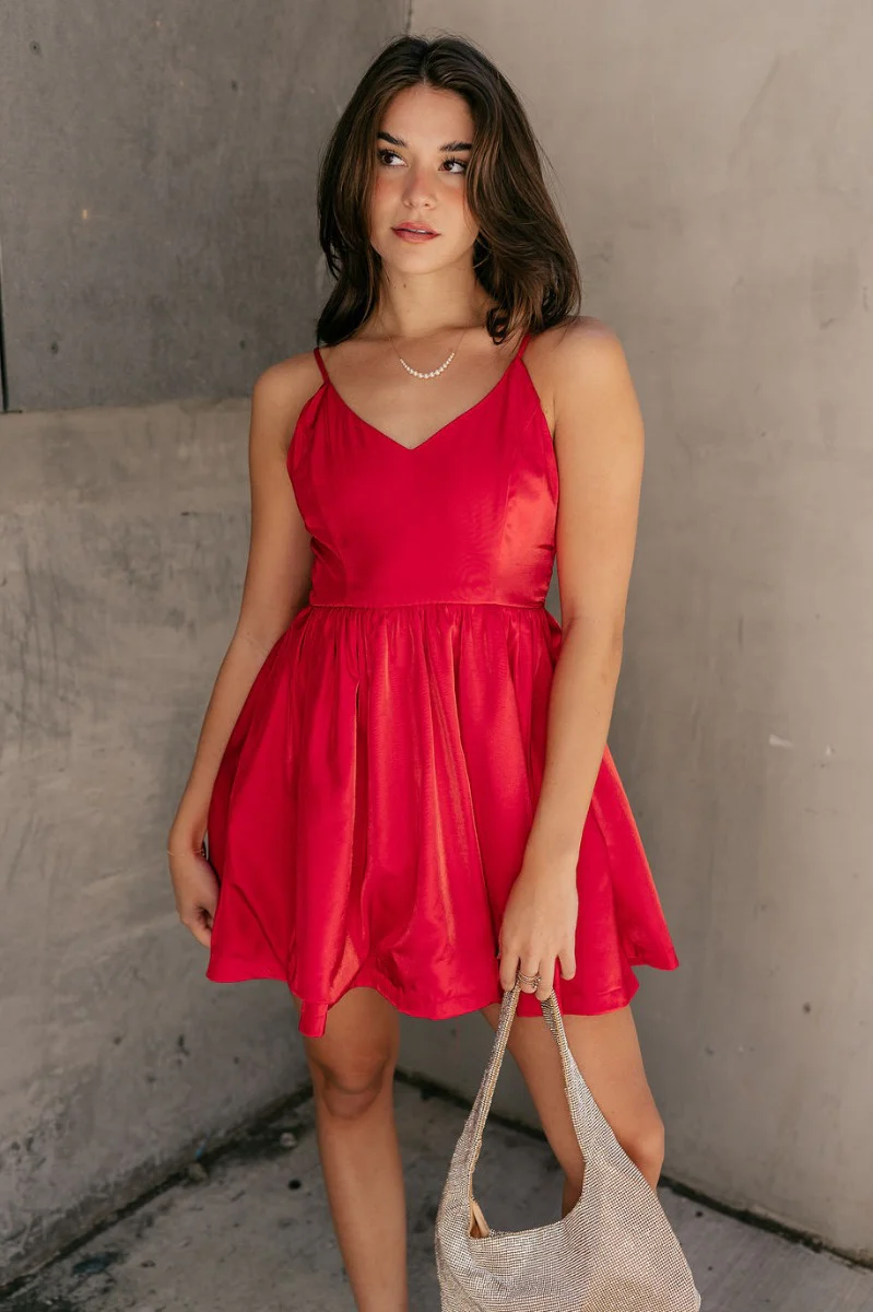 Avery Red Bow Mini Dress - Image 5
