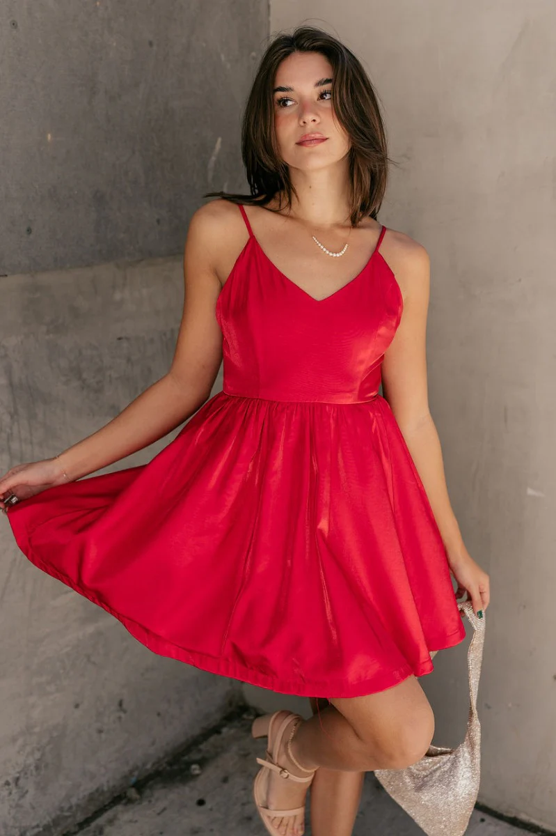 Avery Red Bow Mini Dress - Image 6