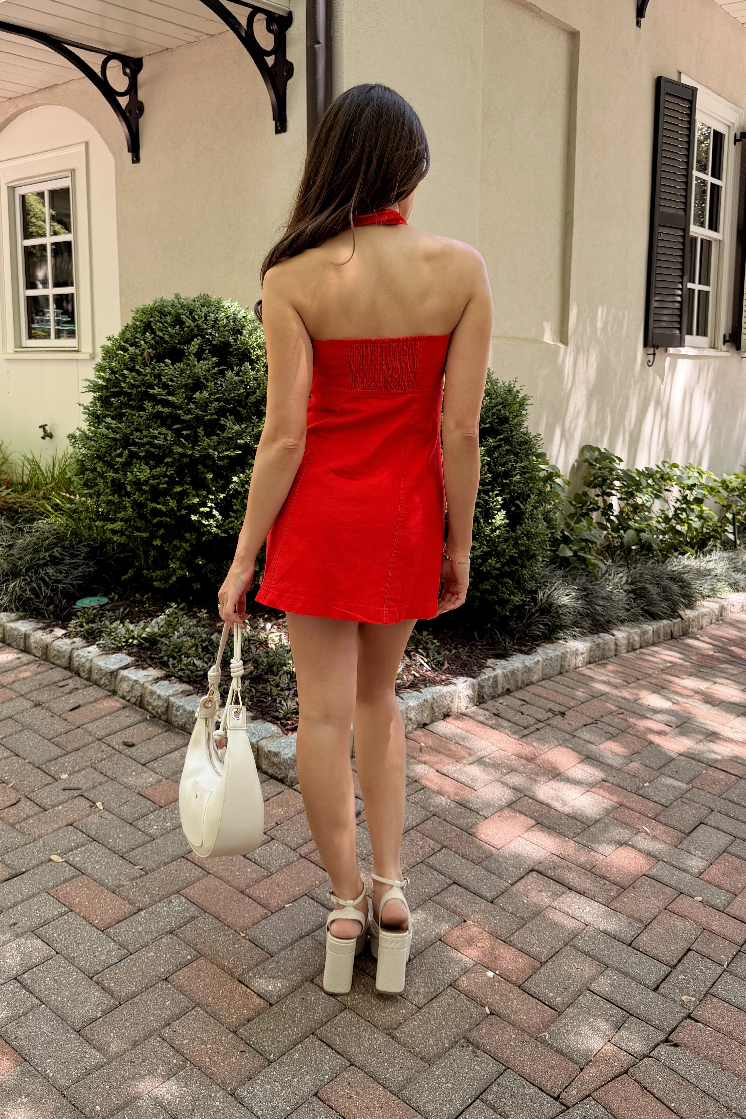 Avery Red Halter Neckline Mini Dress - Image 5
