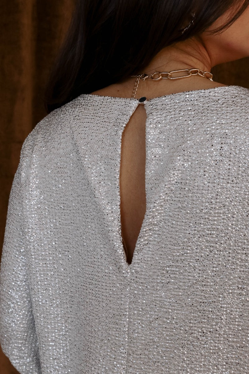 Avianna Champagne Shimmer Long Sleeve Romper - Image 6
