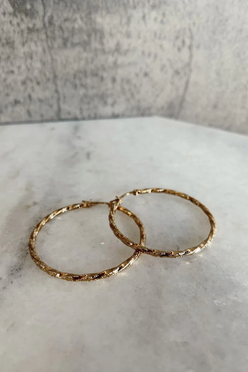 Ayla Gold Rope Hoop Earrings