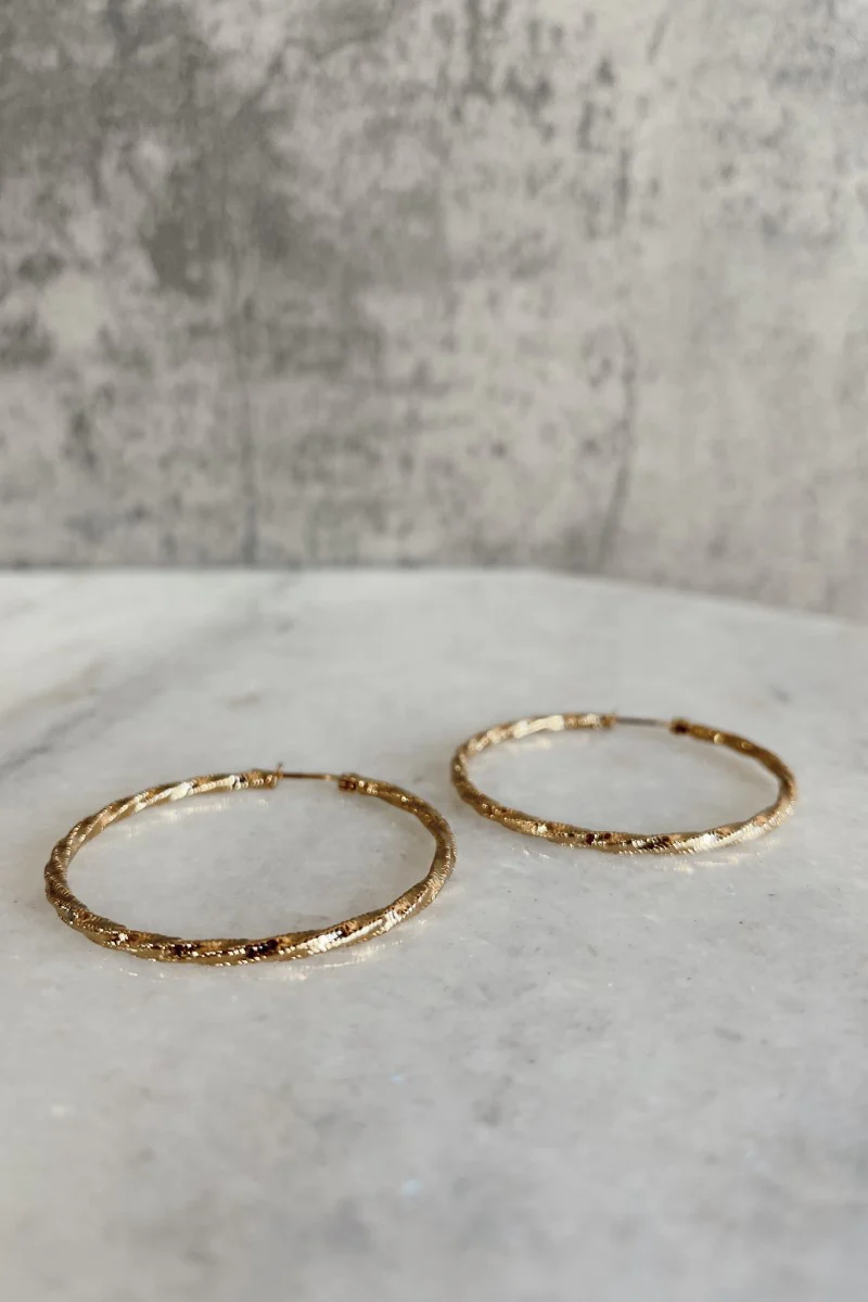 Ayla Gold Rope Hoop Earrings - Image 2