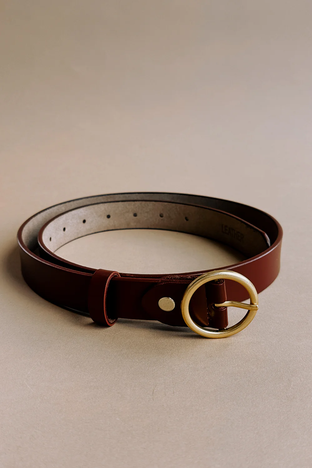 Azalea Brown & Gold Circle Buckle Belt - Image 3