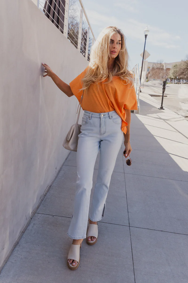 Azlinn Orange Short Sleeve Top - Image 2