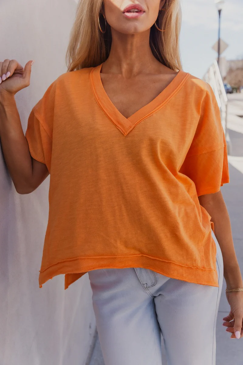Azlinn Orange Short Sleeve Top - Image 5