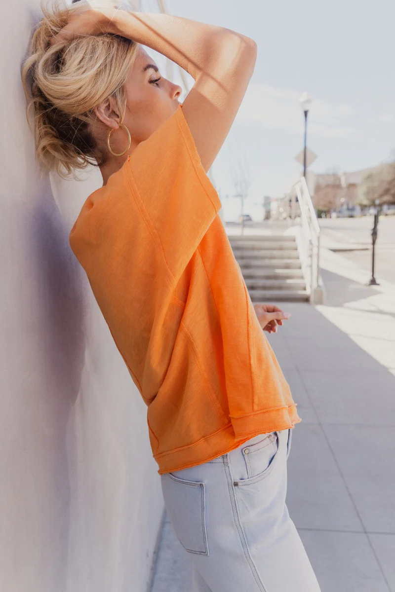 Azlinn Orange Short Sleeve Top - Image 7