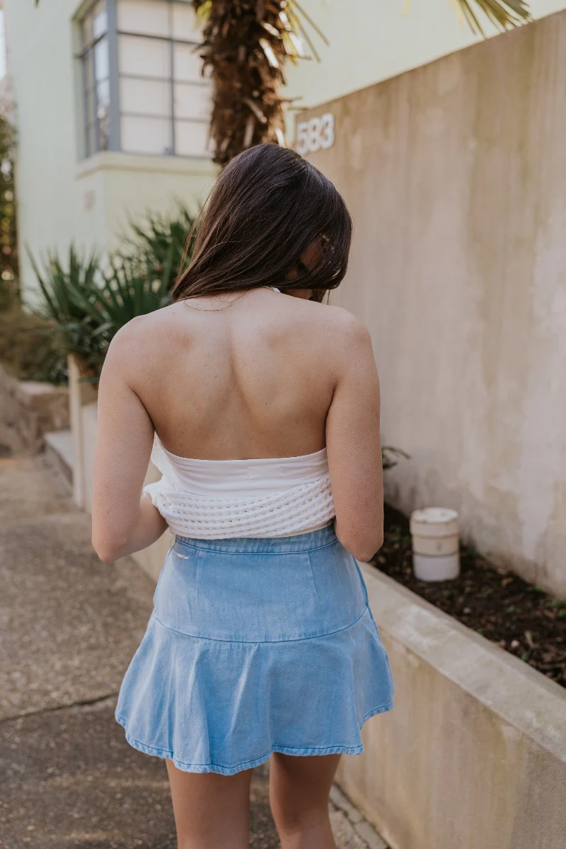 Azure Denim Ruffle Mini Skirt - Image 6