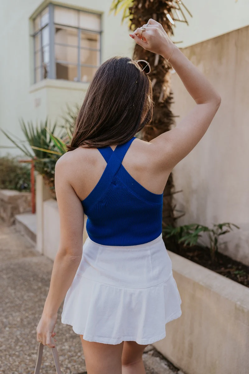 Azure White Denim Ruffle Mini Skirt - Image 5