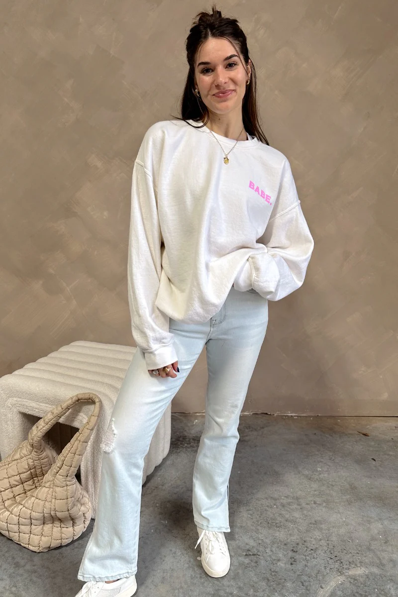 Babe Pink & Cream Long Sleeve Sweatshirt - Image 3