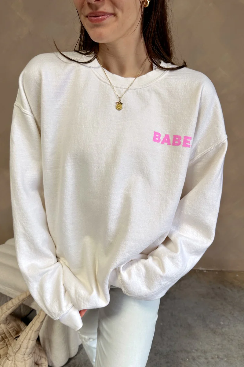 Babe Pink & Cream Long Sleeve Sweatshirt - Image 4