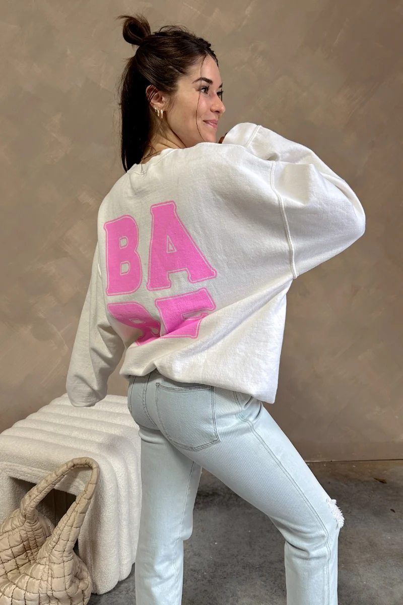 Babe Pink & Cream Long Sleeve Sweatshirt - Image 6
