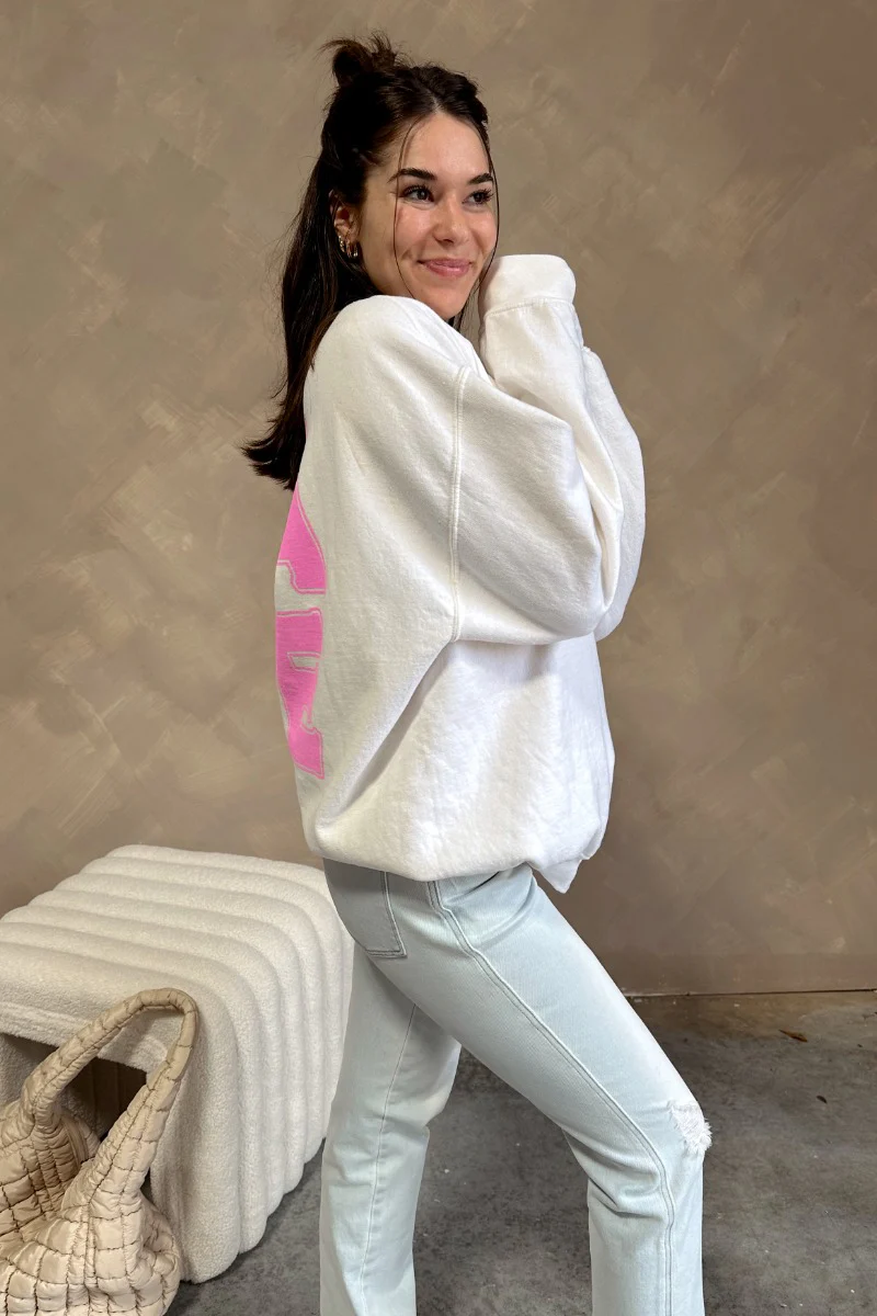 Babe Pink & Cream Long Sleeve Sweatshirt - Image 7