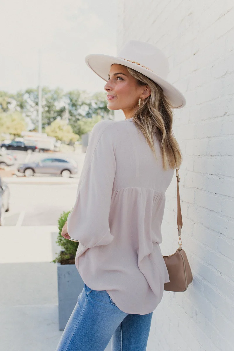 Back In Session Top In Taupe - Image 4