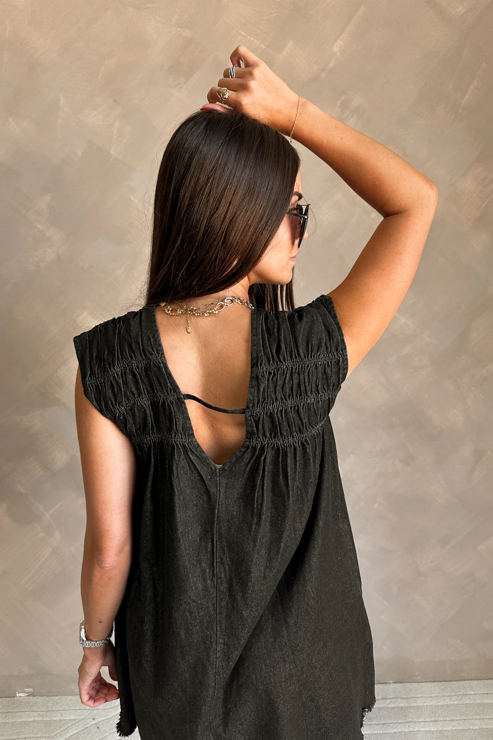 Bailey Black Denim Mini Dress - Image 4