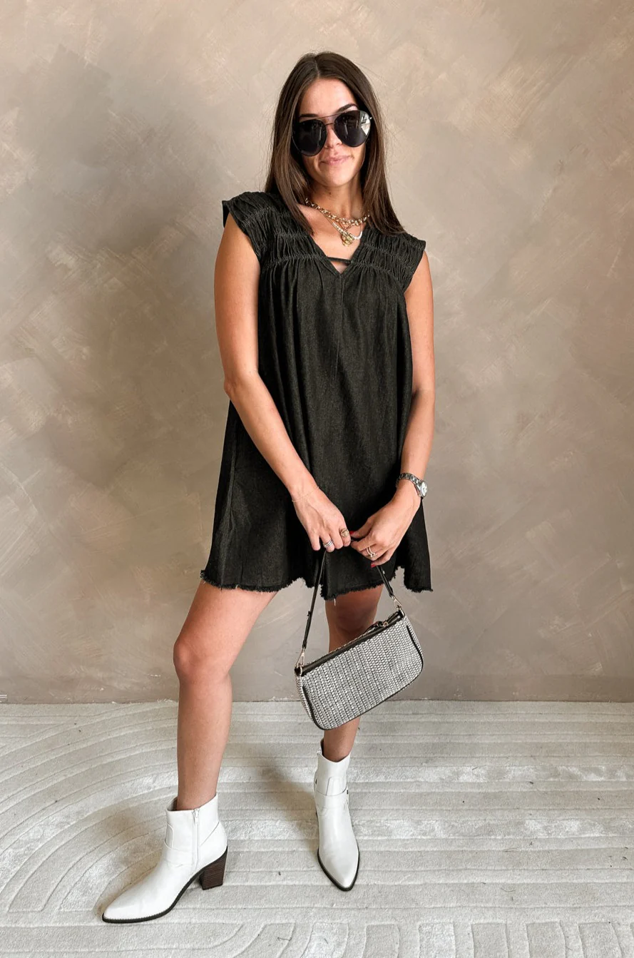 Bailey Black Denim Mini Dress - Image 7