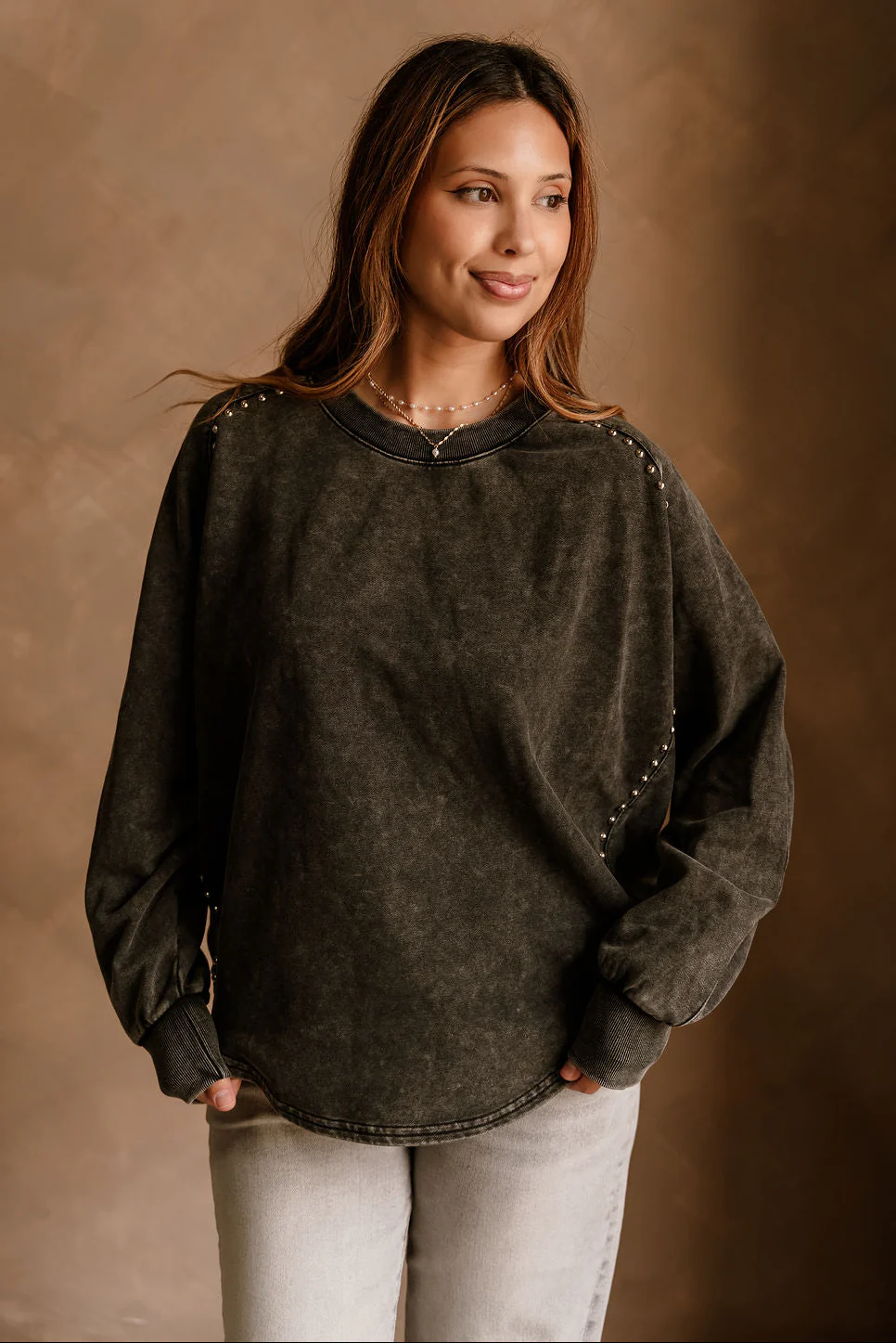 Bailey Washed Black & Studs Sweatshirt - Image 2