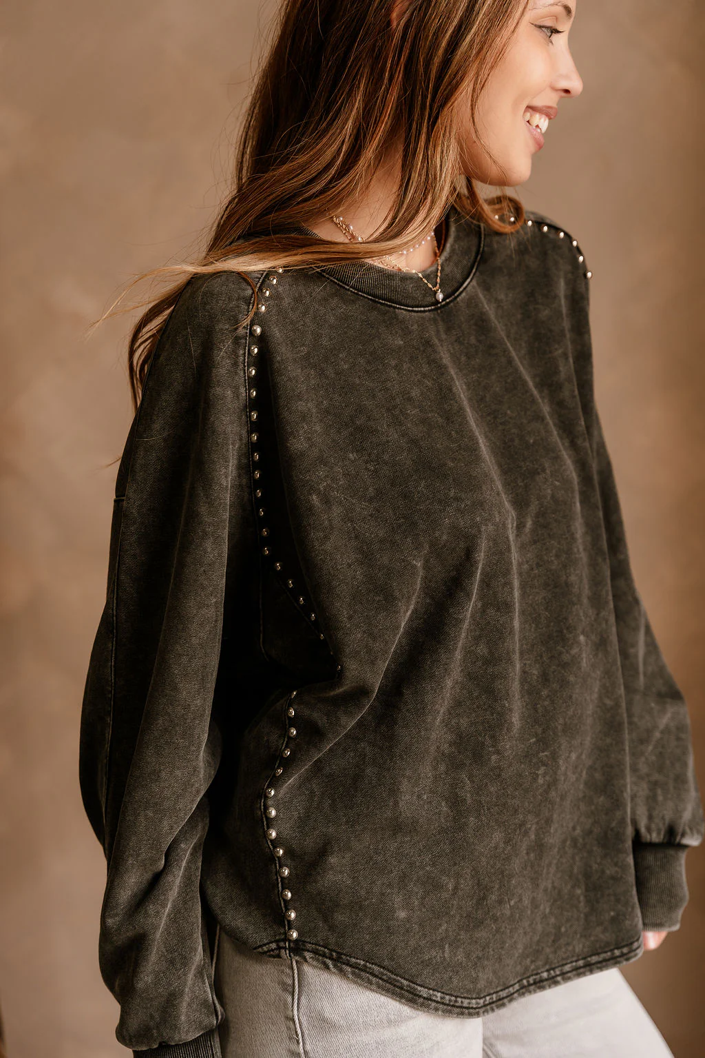 Bailey Washed Black & Studs Sweatshirt - Image 3