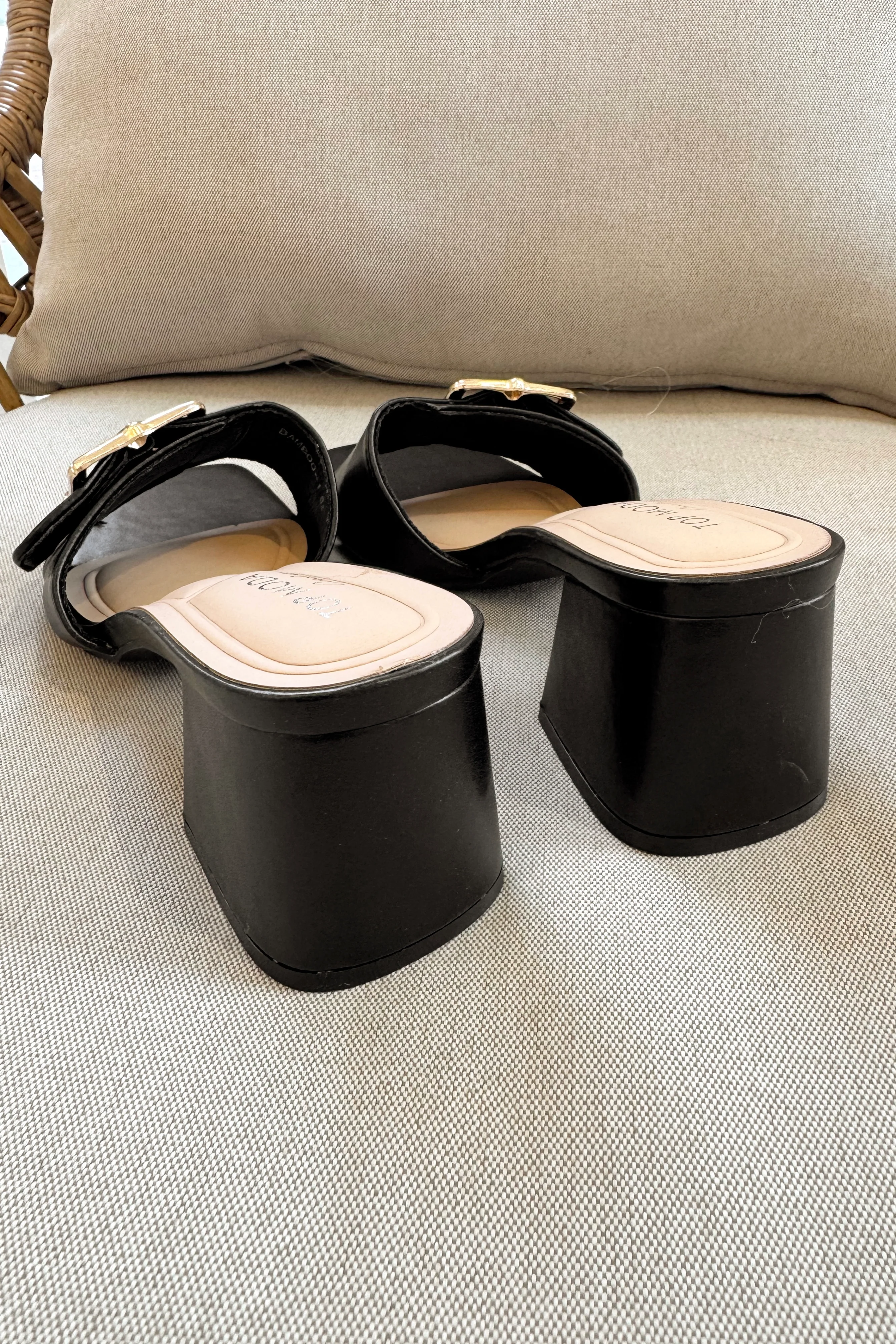 Bamboo Gold & Black Slide On Heel - Image 11