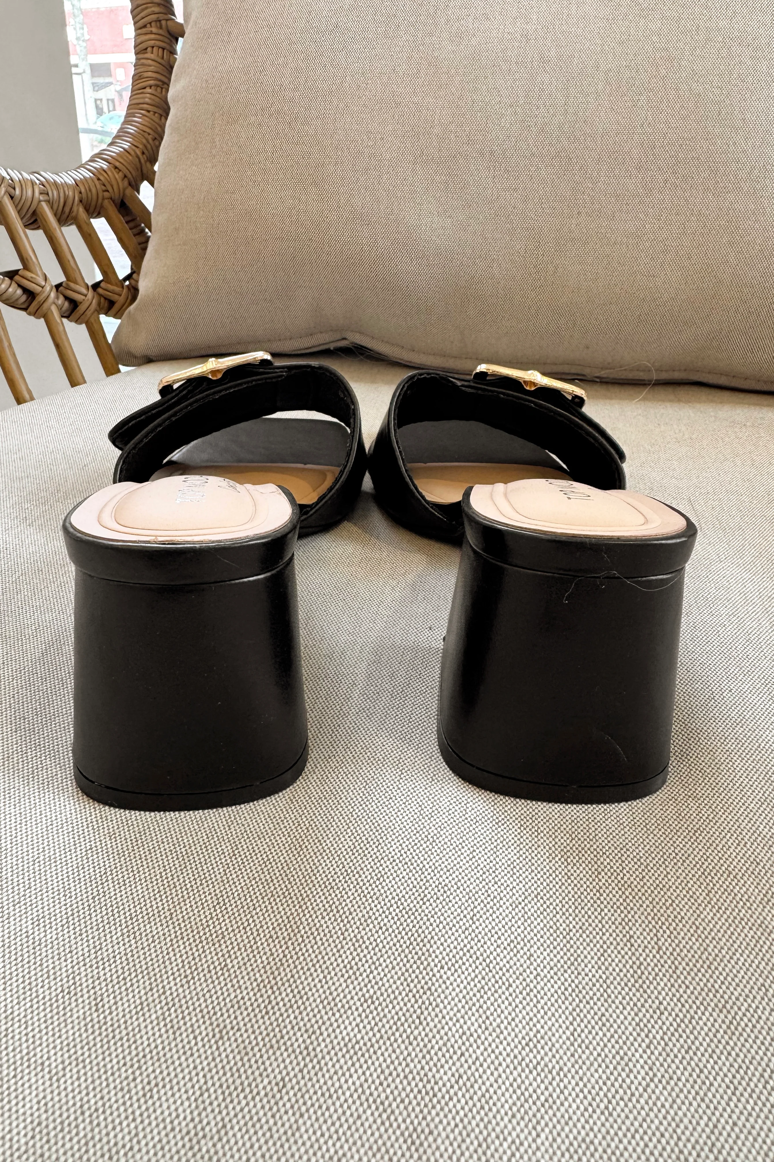 Bamboo Gold & Black Slide On Heel - Image 12