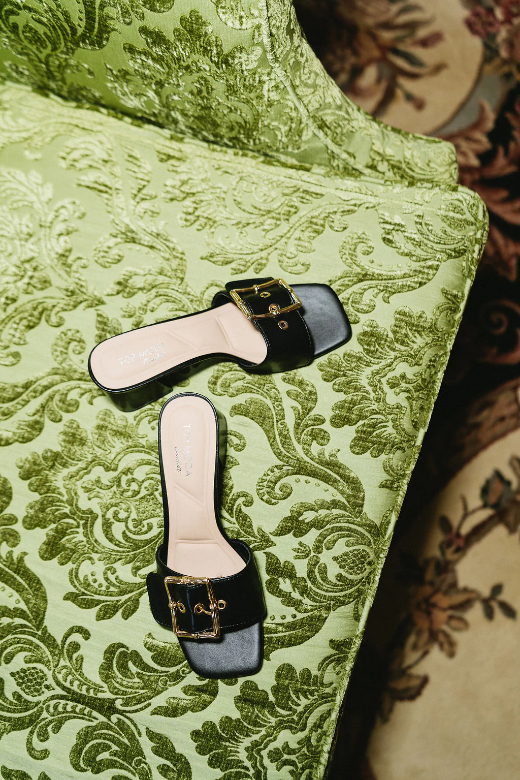 Bamboo Gold & Black Slide On Heel - Image 5