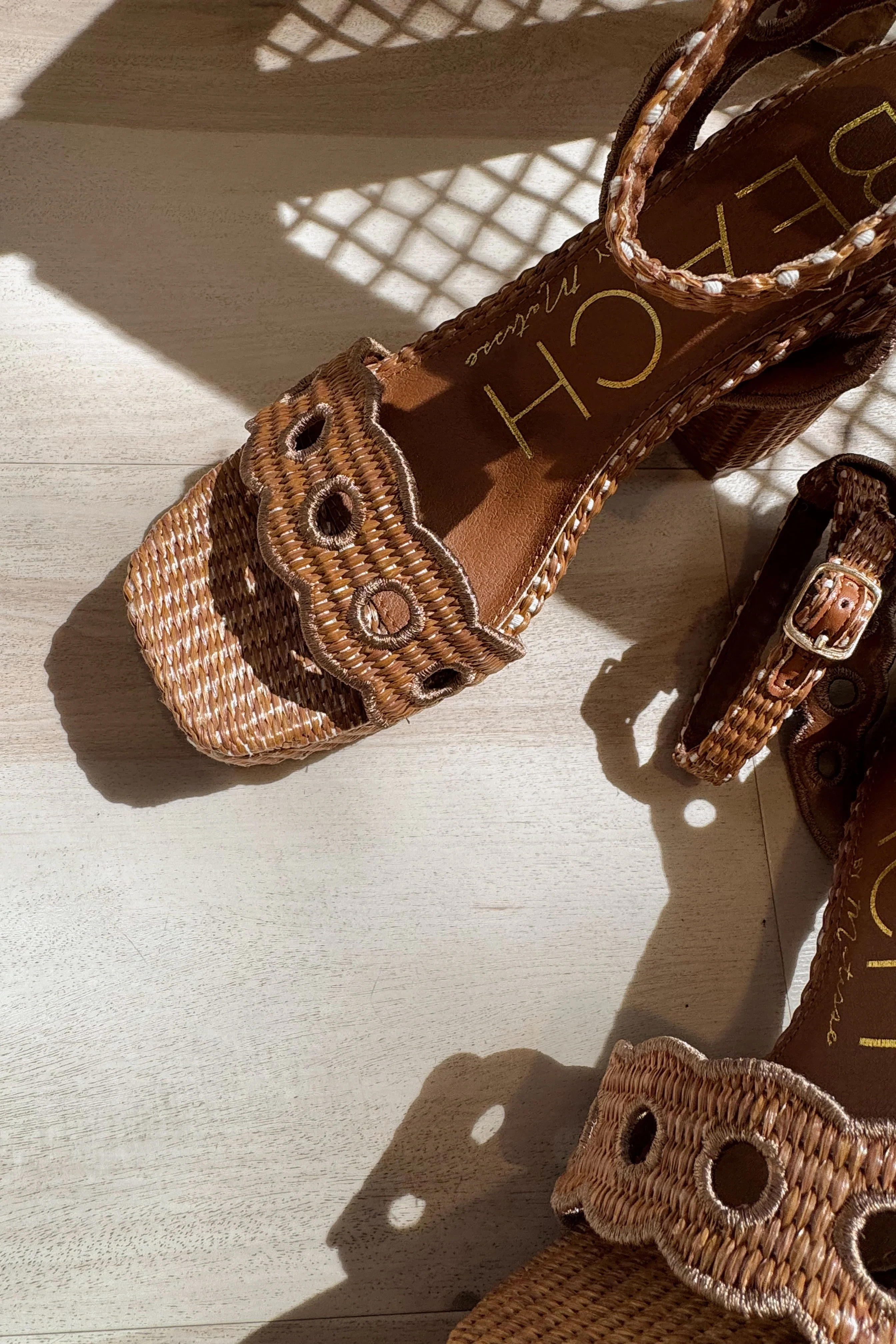 Beach by Matisse Moorea Raffia Cognac Block Heel Sandal - Image 11