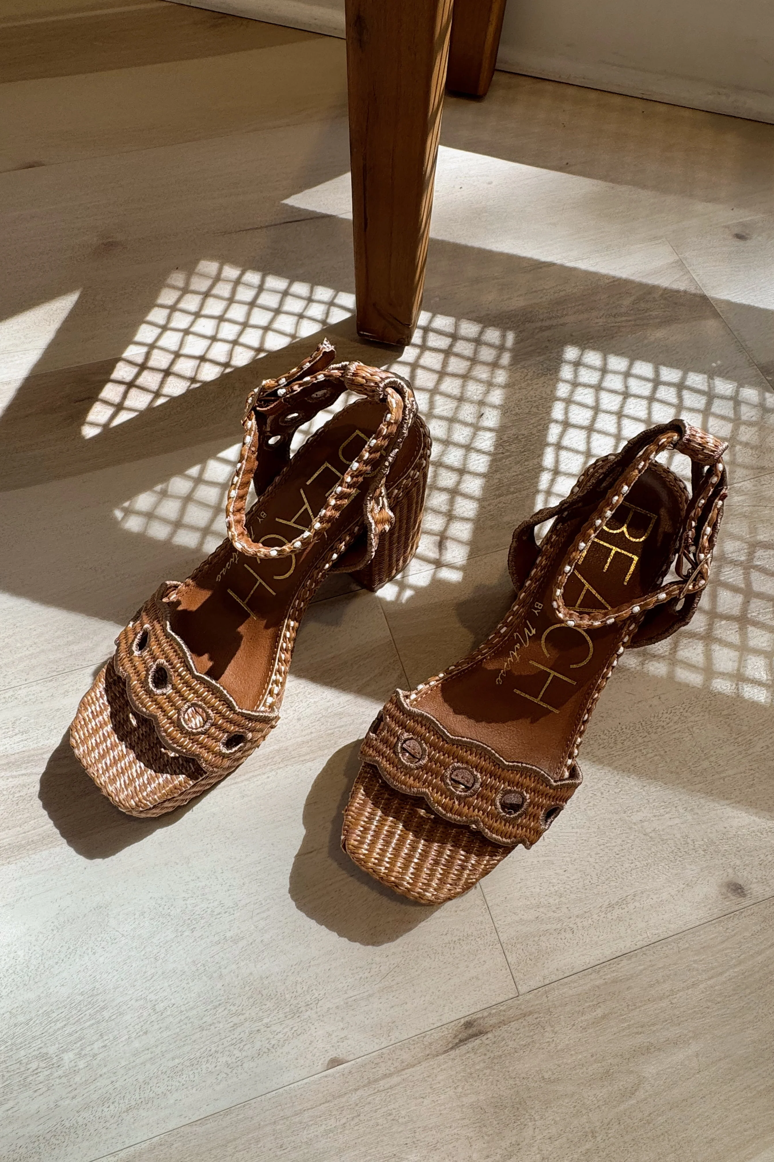 Beach by Matisse Moorea Raffia Cognac Block Heel Sandal - Image 12