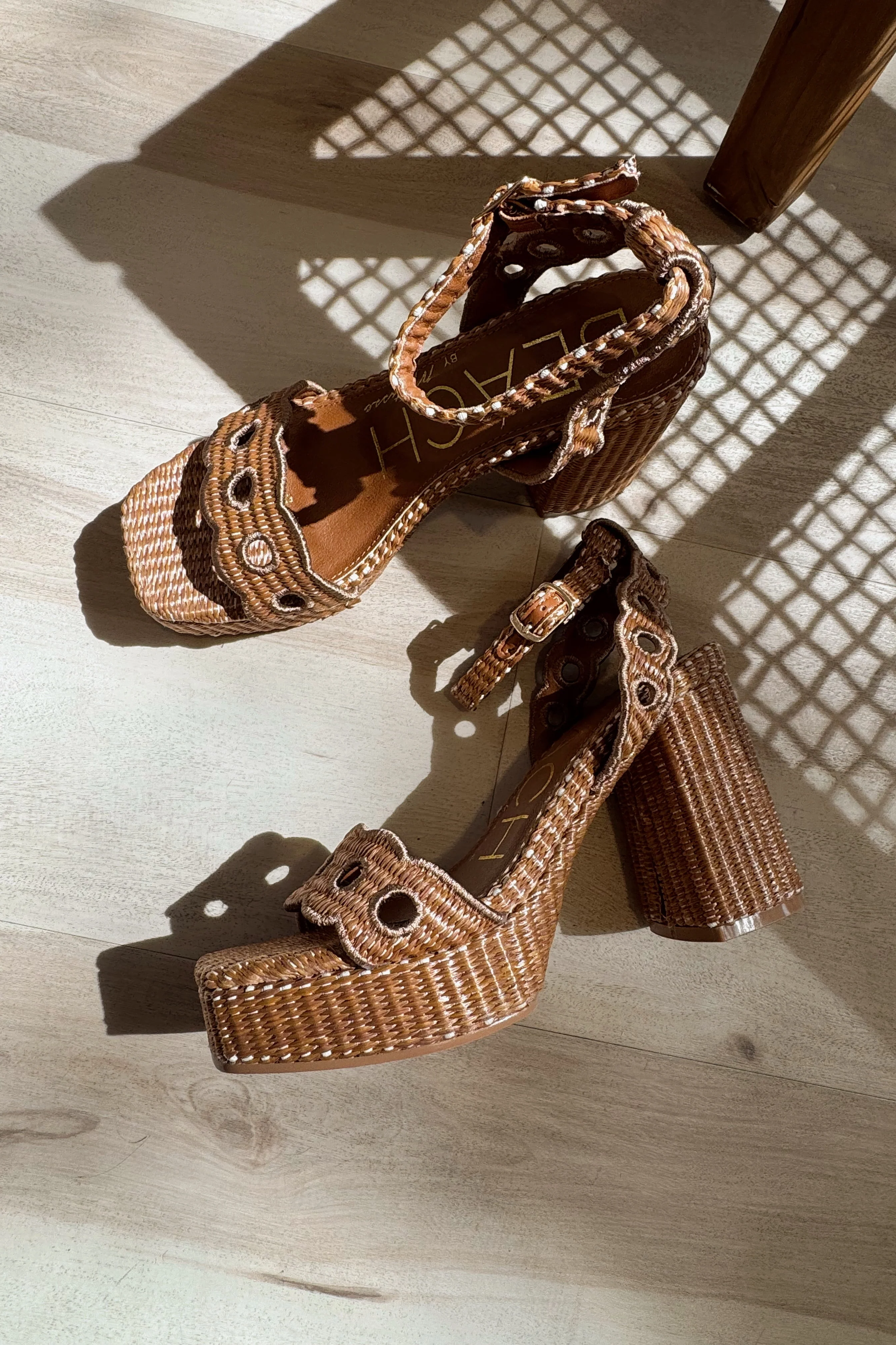 Beach by Matisse Moorea Raffia Cognac Block Heel Sandal - Image 2