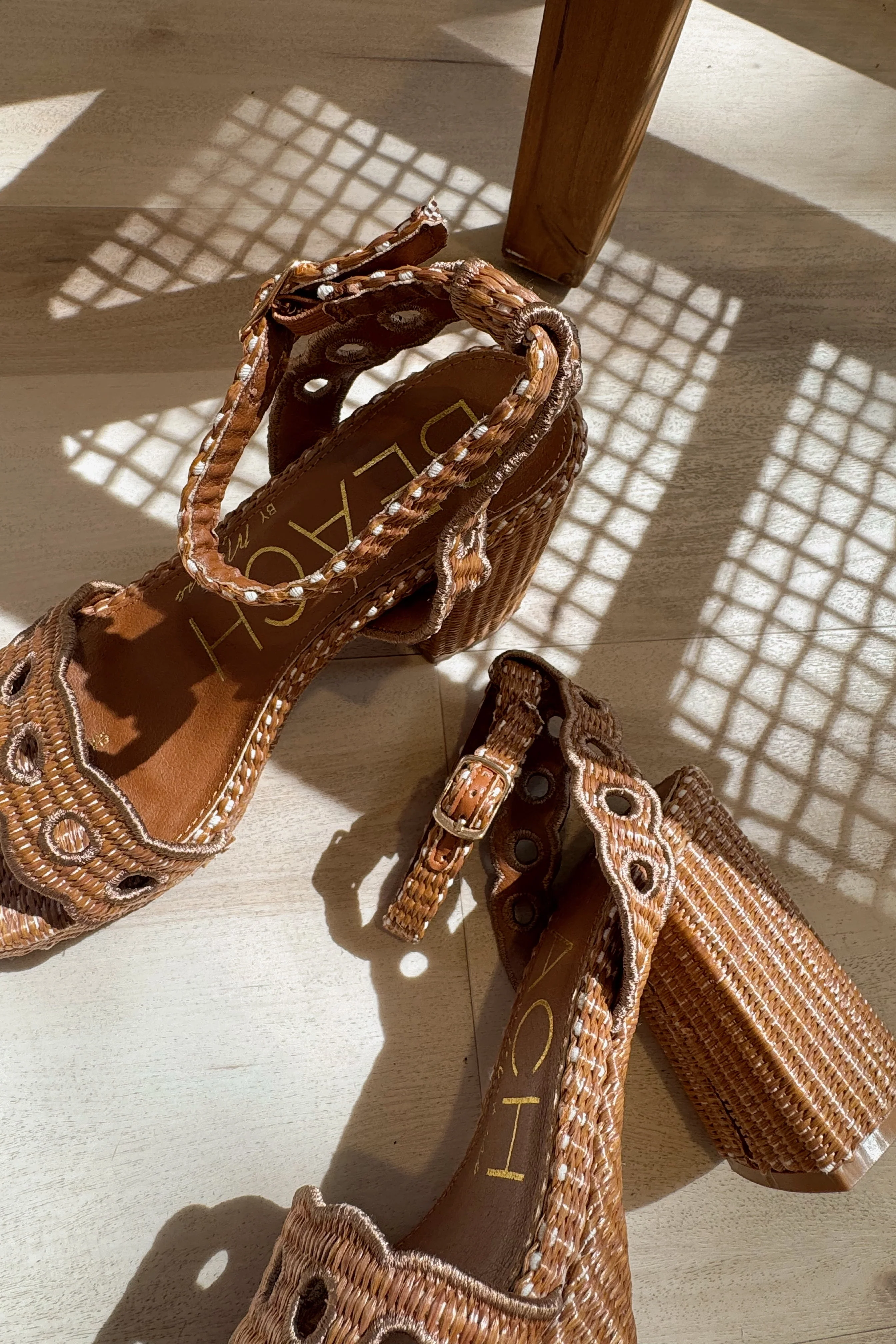 Beach by Matisse Moorea Raffia Cognac Block Heel Sandal - Image 5