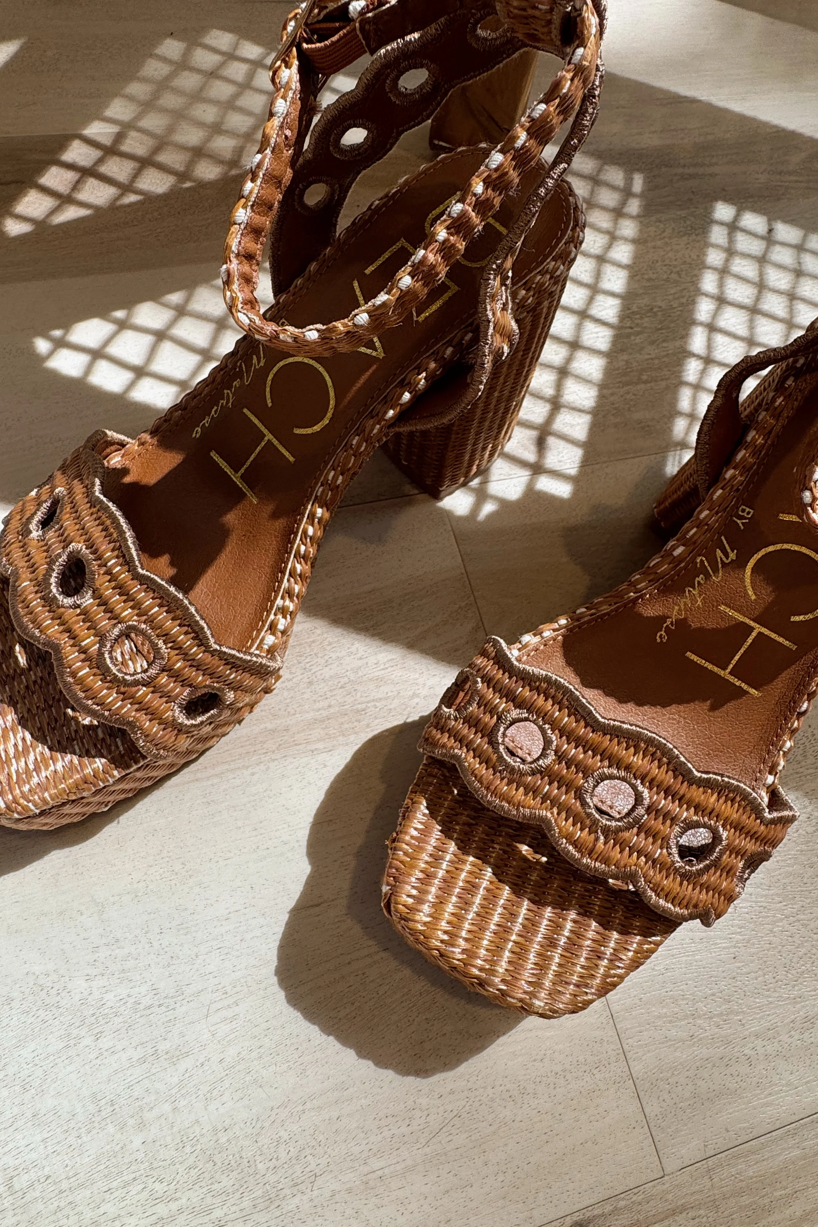 Beach by Matisse Moorea Raffia Cognac Block Heel Sandal - Image 6