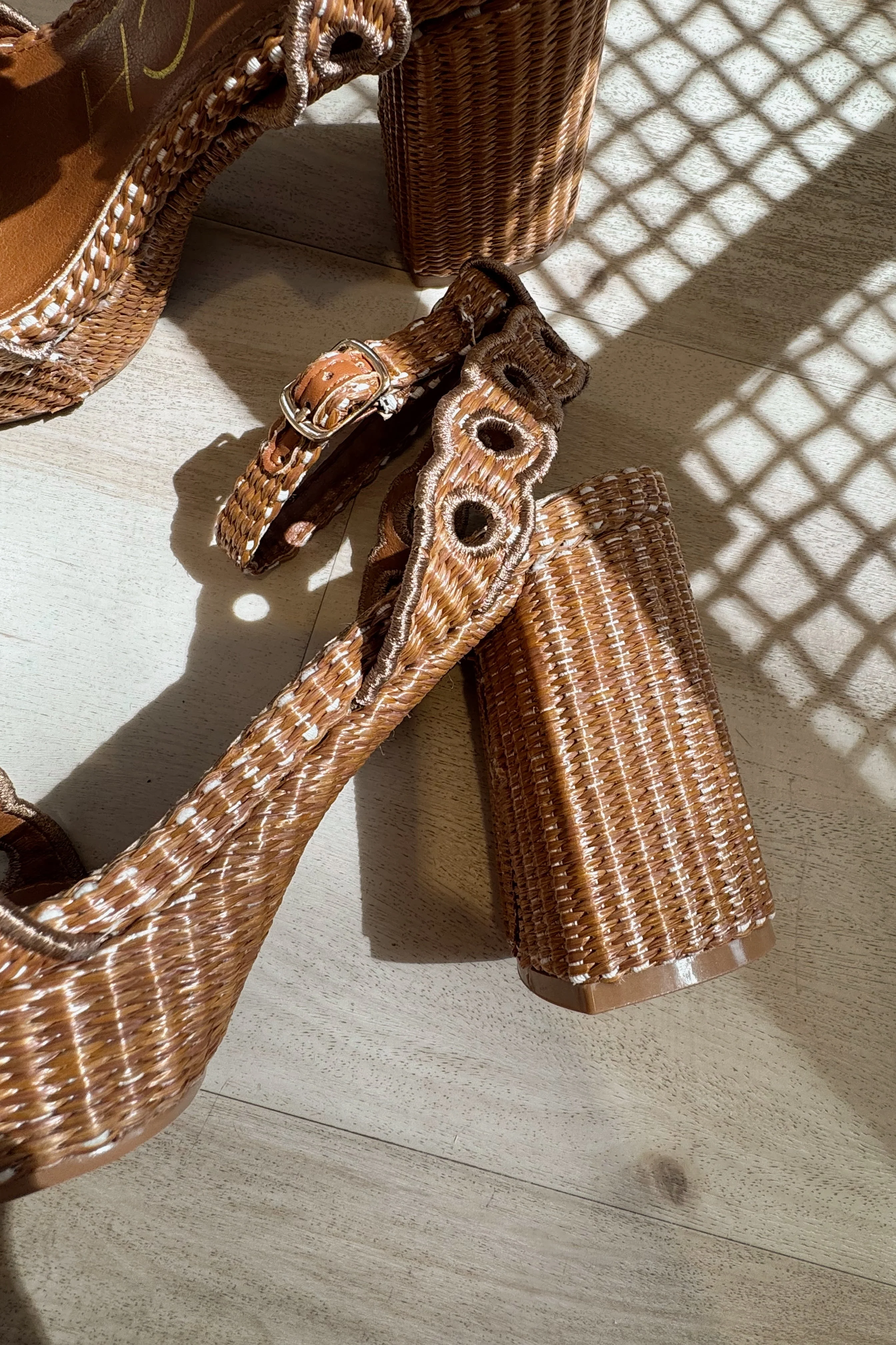Beach by Matisse Moorea Raffia Cognac Block Heel Sandal - Image 8