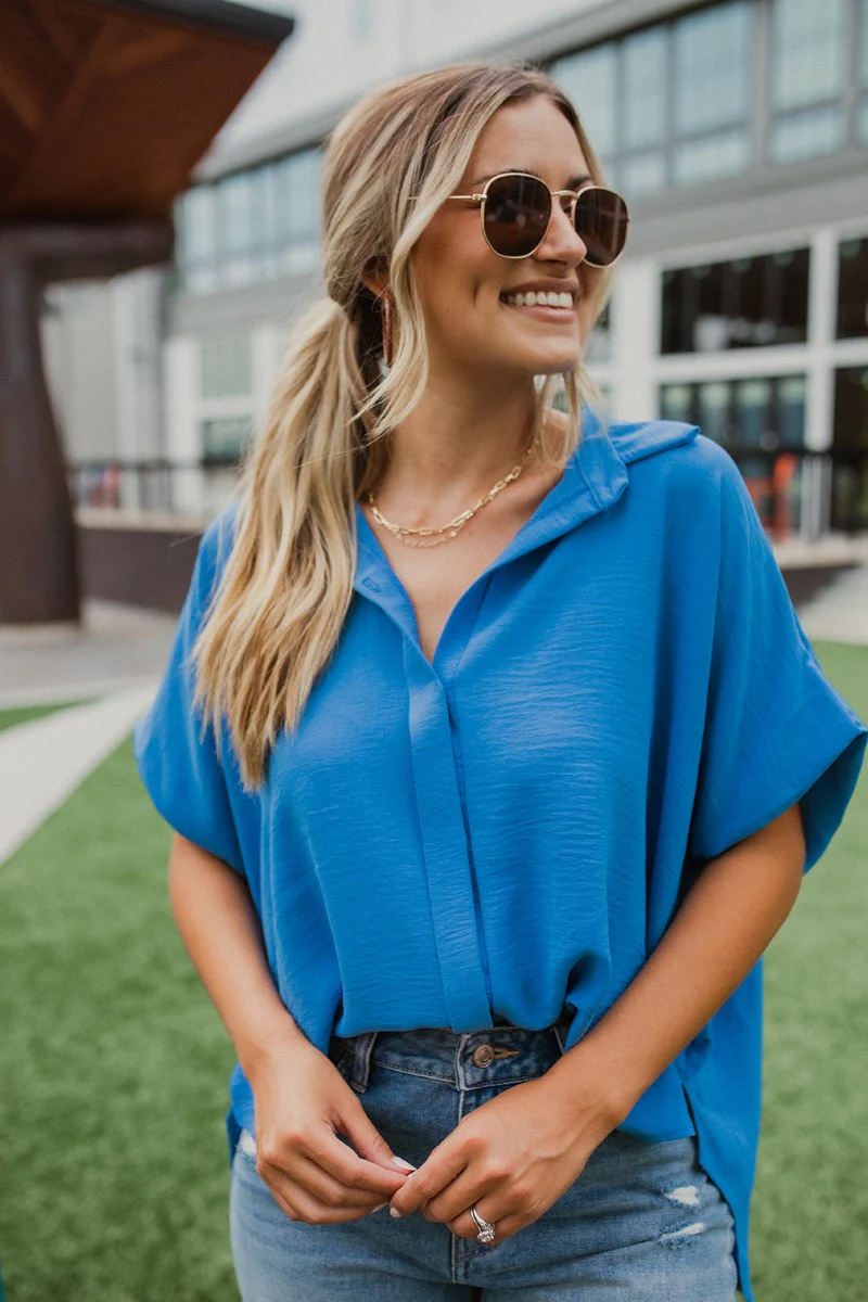 Beach Dreams Oversized Top In Blue - Image 2