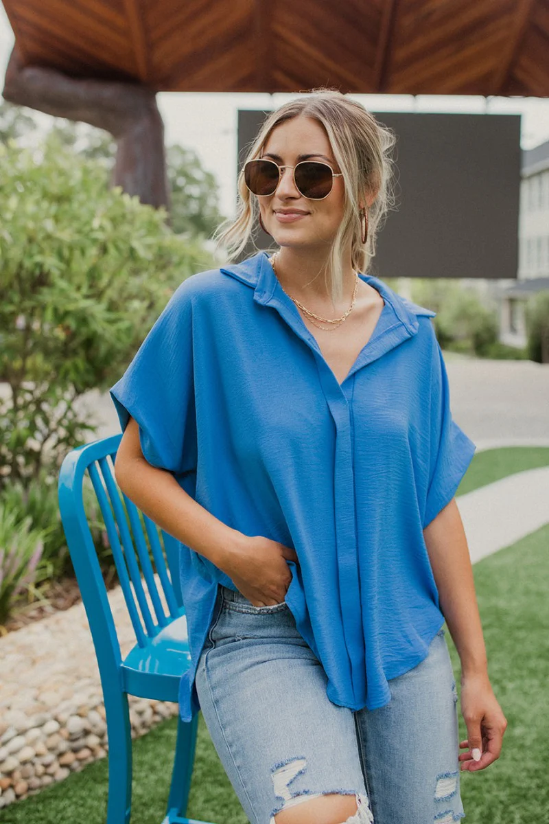 Beach Dreams Oversized Top In Blue - Image 4