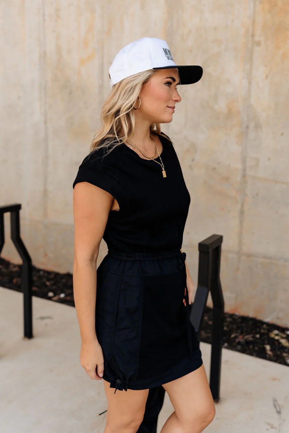 Becca Black Drawstring Mini Dress - Image 4