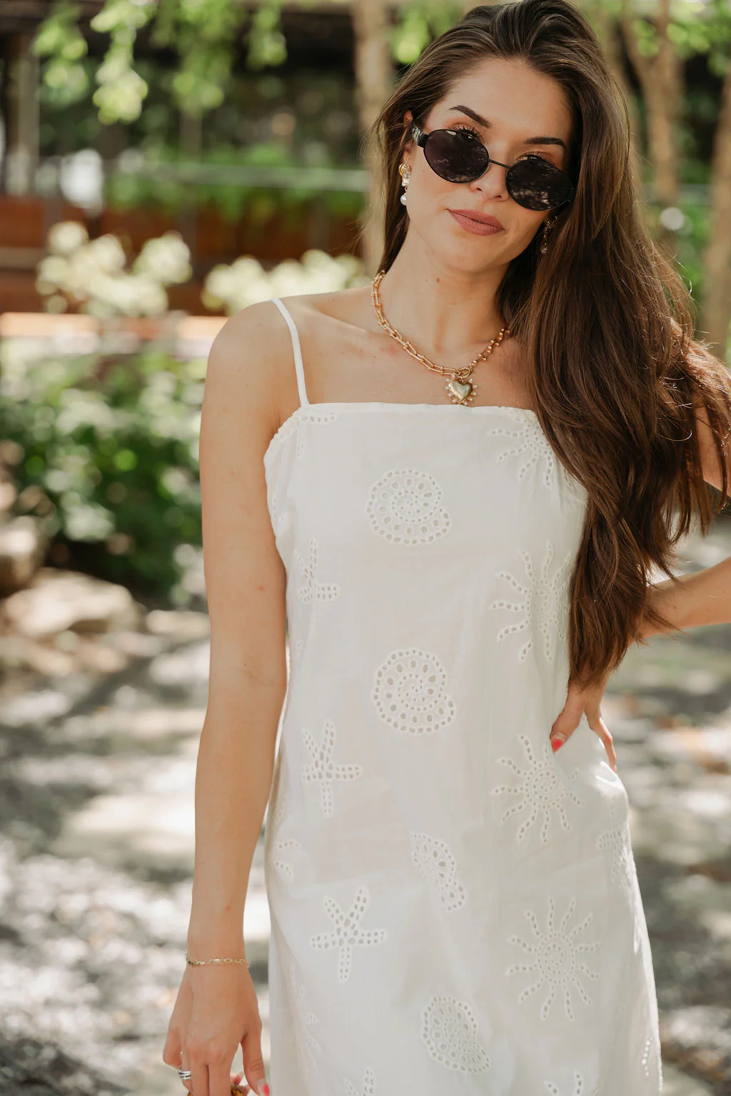 Becky White Seashell Eyelet Mini Dress - Image 3
