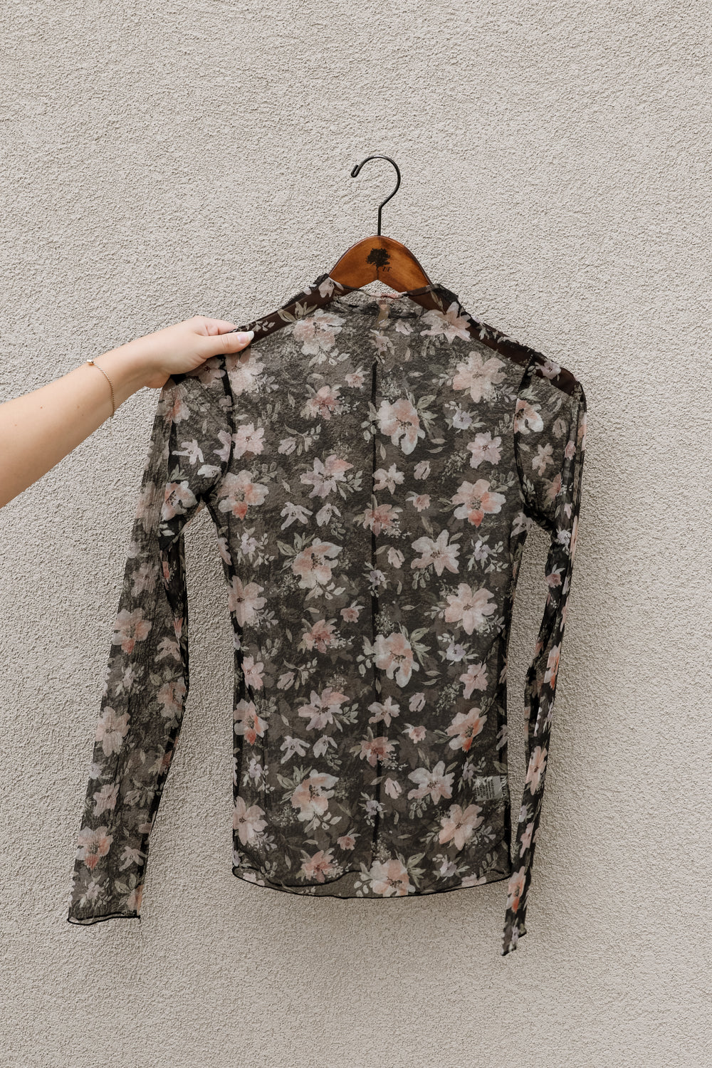 Belinda Floral Long Sleeve Mesh Top - Image 3