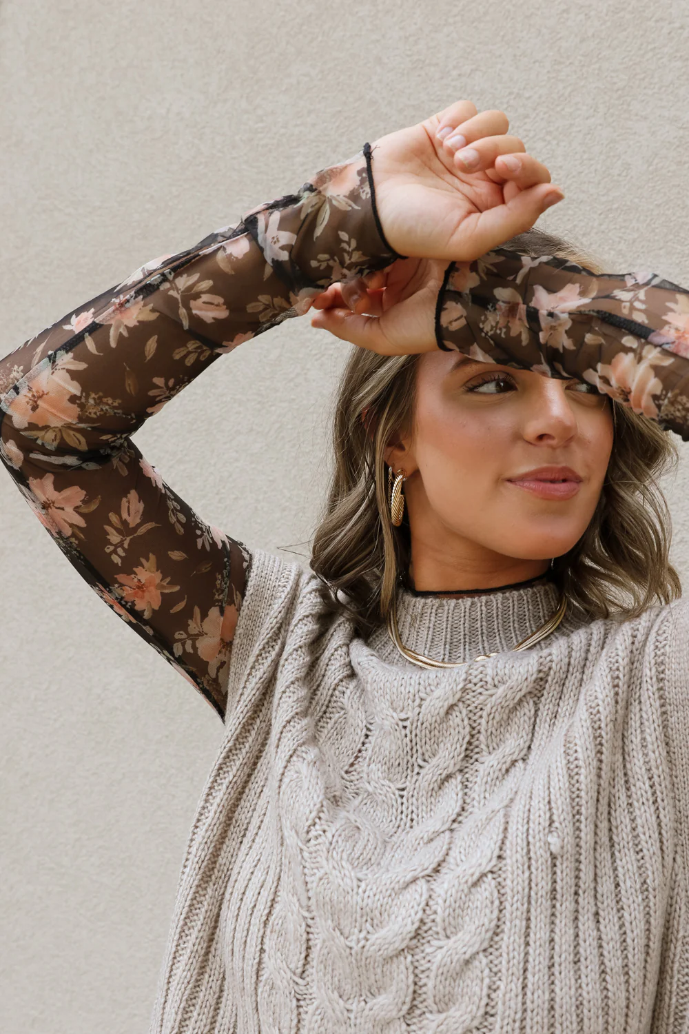 Belinda Floral Long Sleeve Mesh Top - Image 6