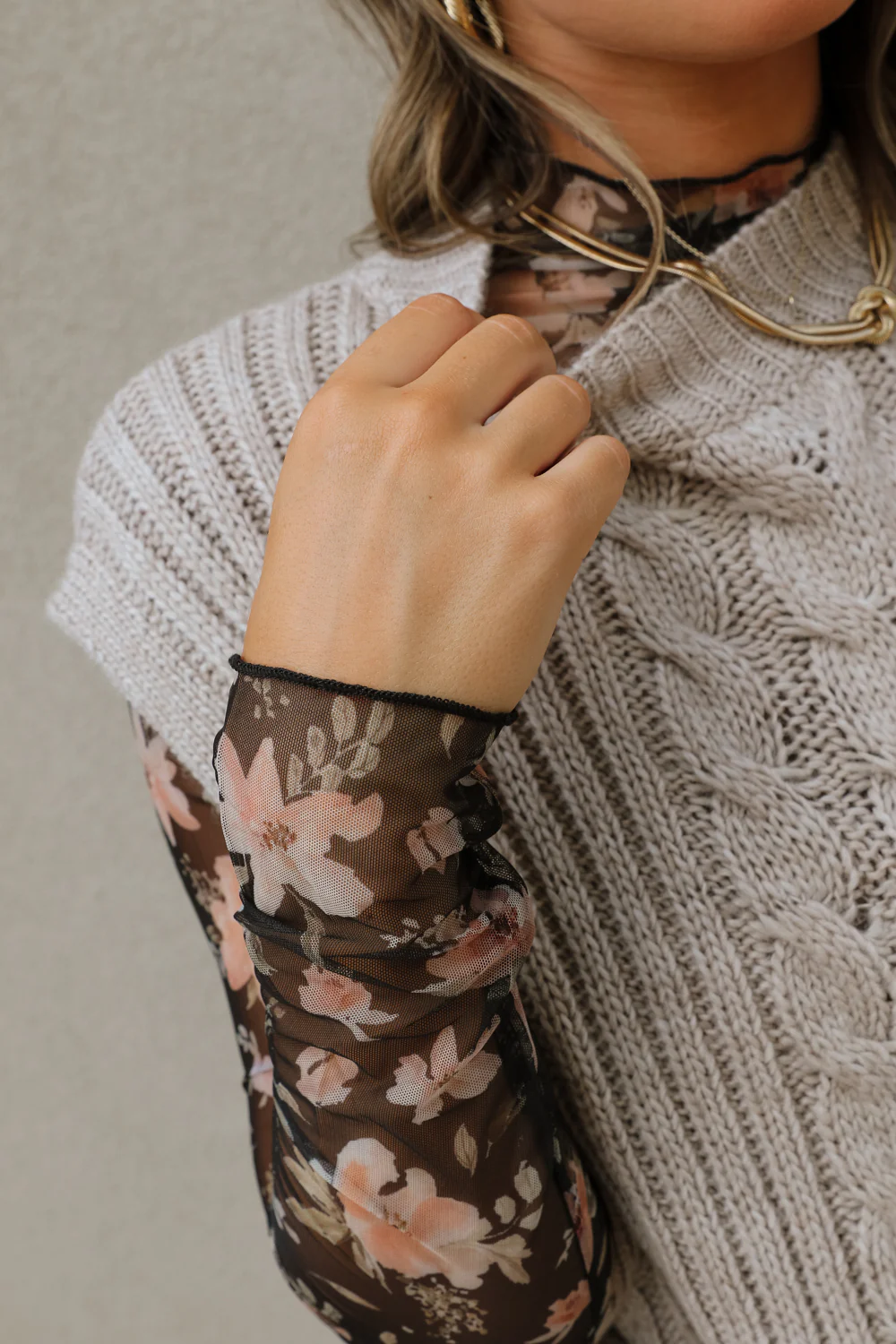 Belinda Floral Long Sleeve Mesh Top - Image 7