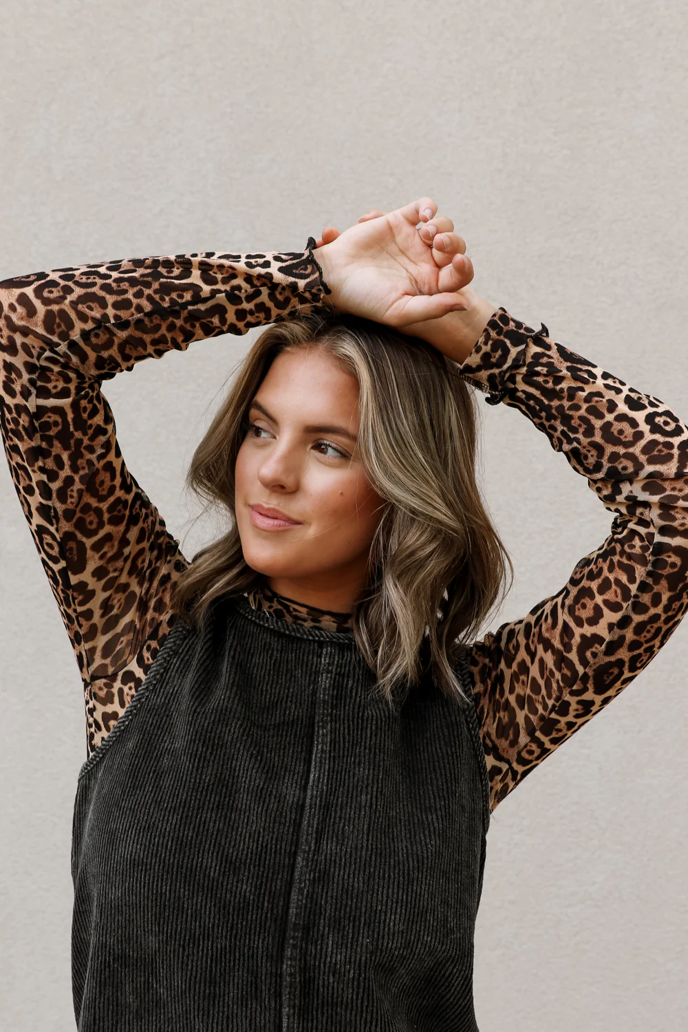 Belinda Leopard Long Sleeve Mesh Top