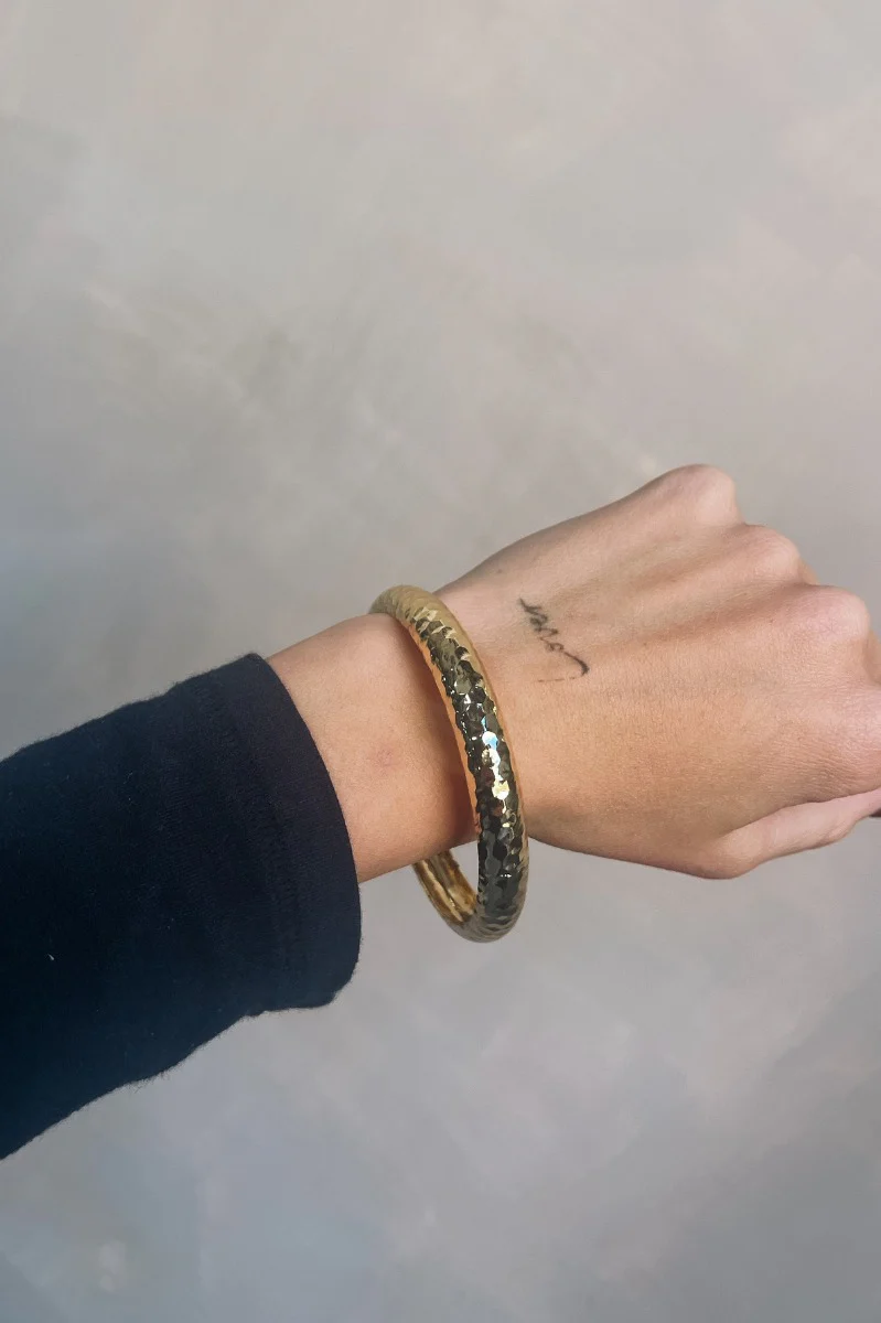 Bella Gold Hammered Bangle Bracelet