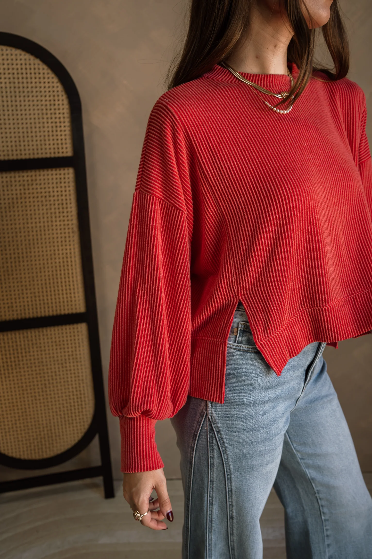 Bella Ribbed Long Sleeve Top - Image 2