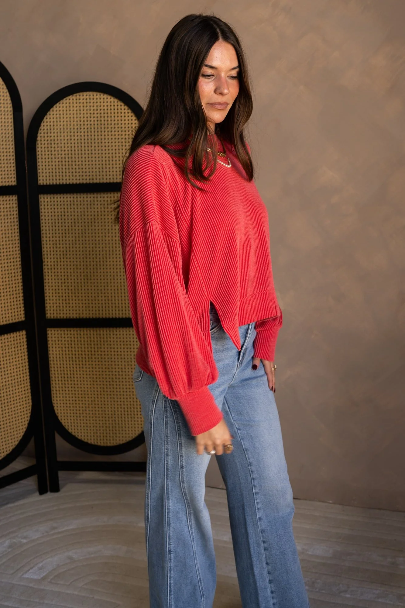 Bella Ribbed Long Sleeve Top - Image 3