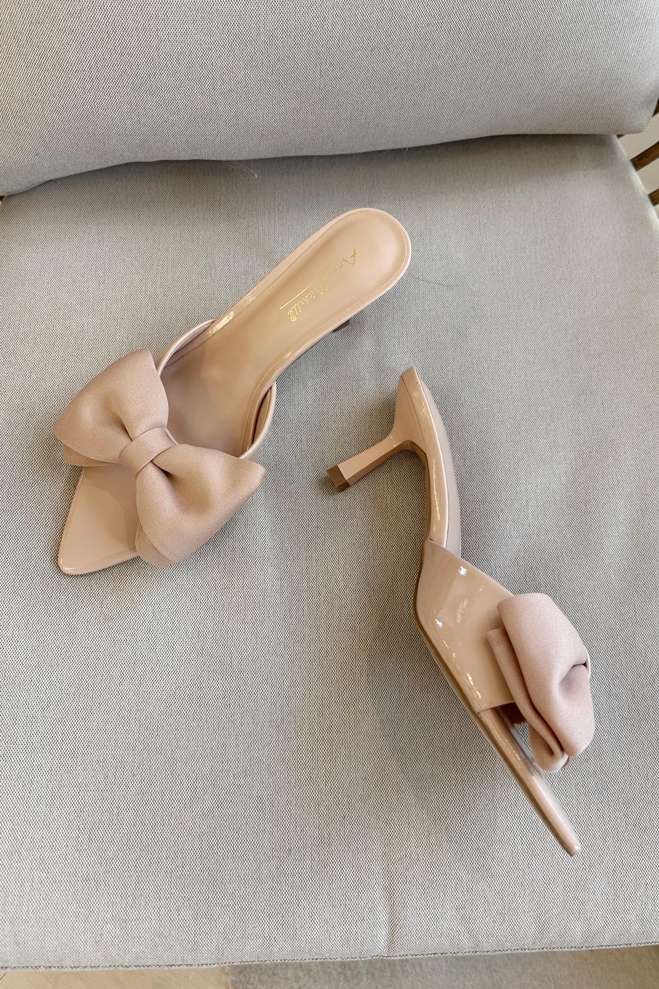 Bermuda Nude Patent Bow Kitten Heel - Image 3