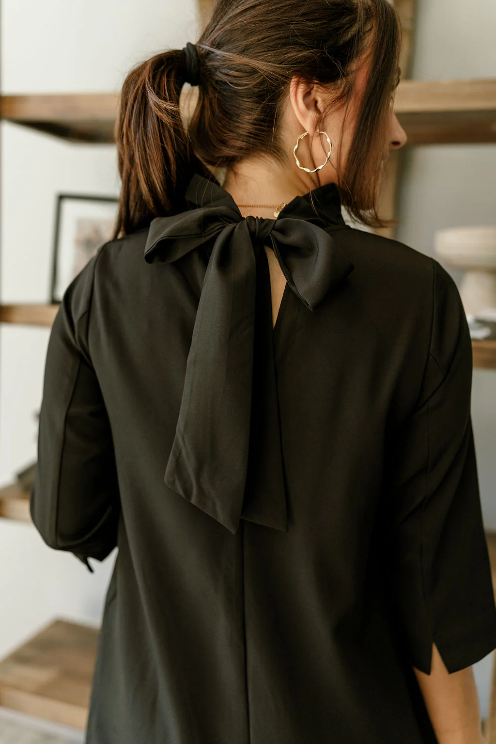 Betsy Black Bow Back Dress - Image 4
