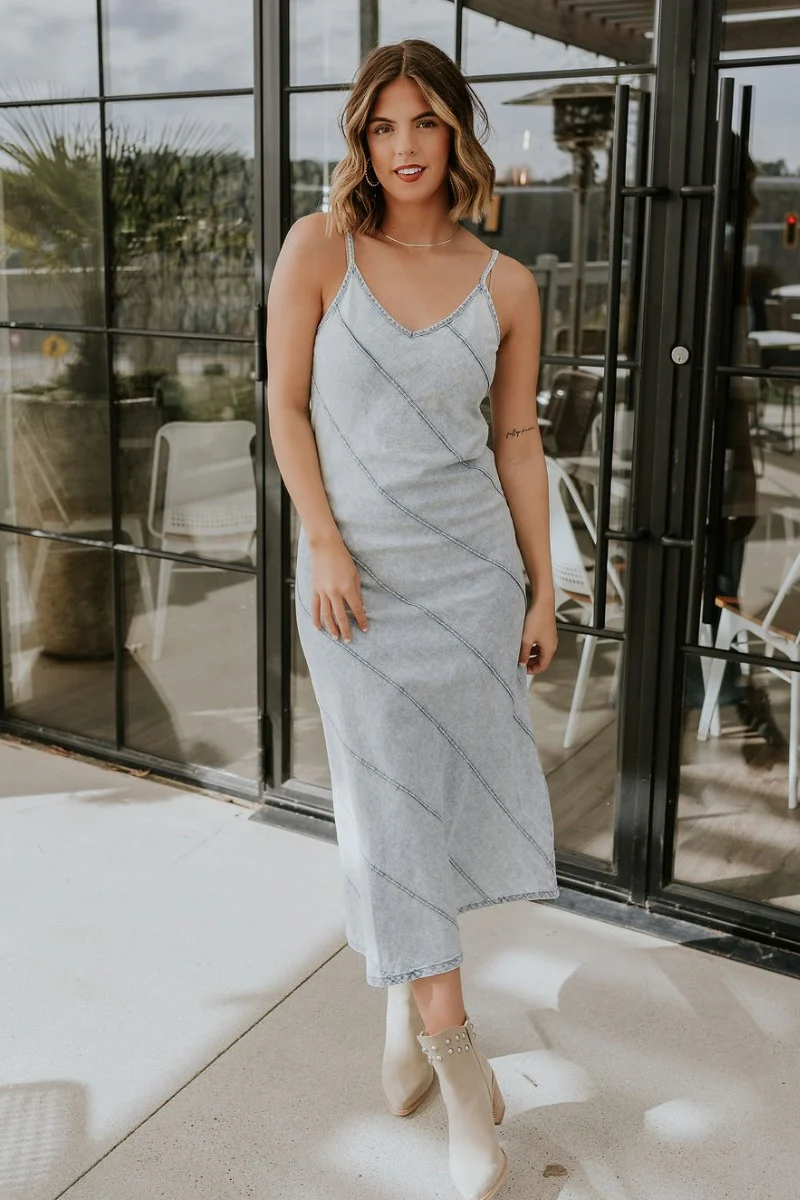 Bexley Blue Denim Sleeveless Midi Dress