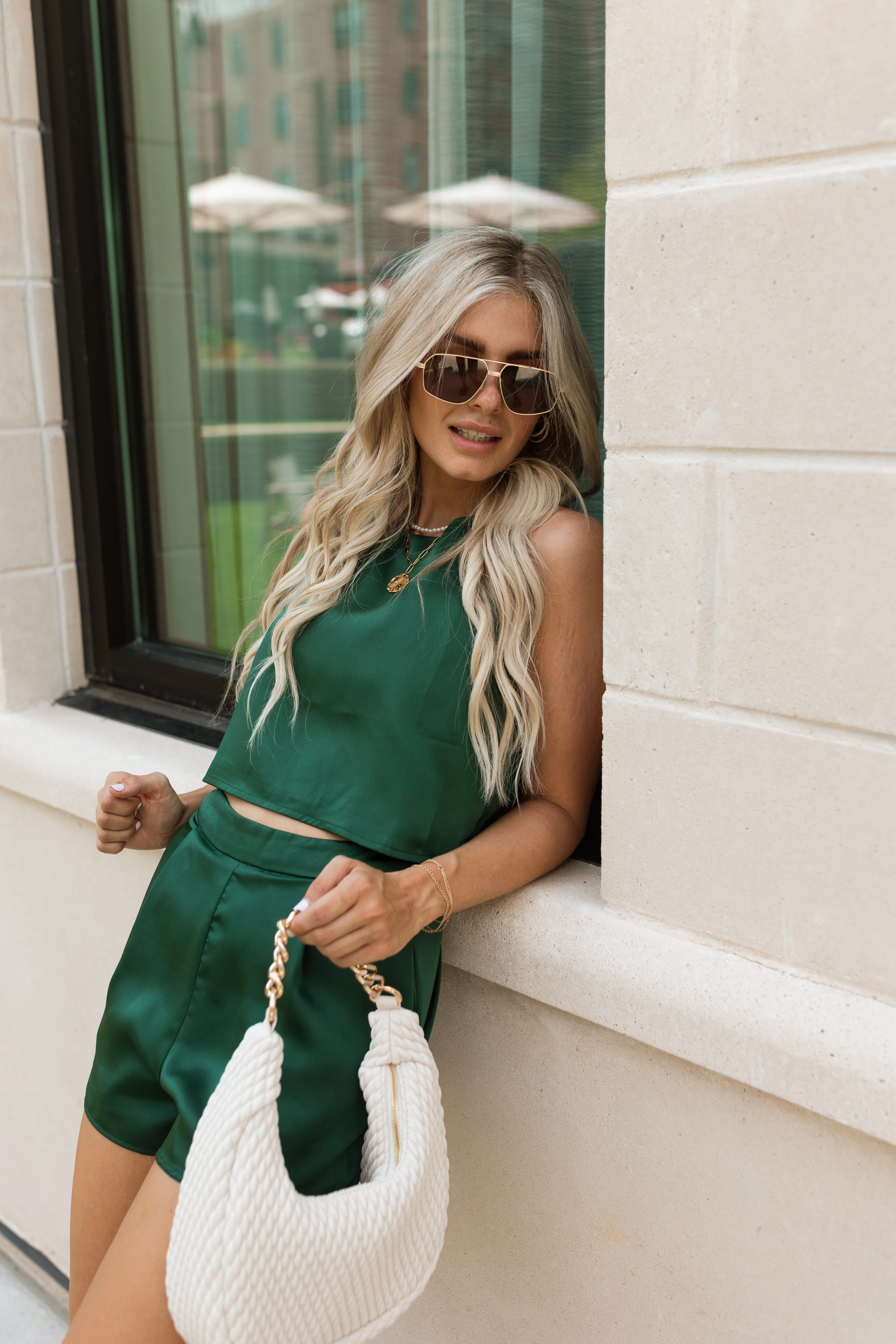 Bianca Green Satin Tank Top - Image 5