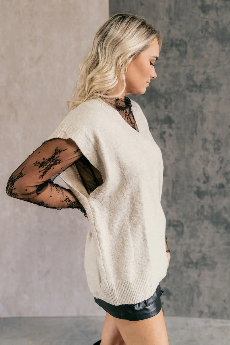 Bianca Oatmeal Sweater Vest - Image 3