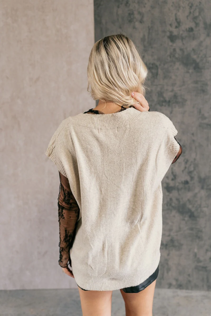Bianca Oatmeal Sweater Vest - Image 4