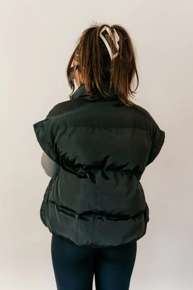 Big Sky Black Oversized Puffer Vest - Image 6