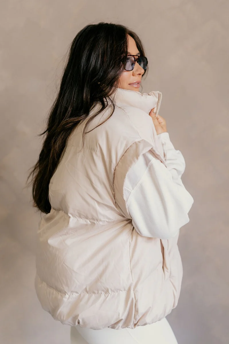 Big Sky Cream Oversized Puffer Vest - Image 5